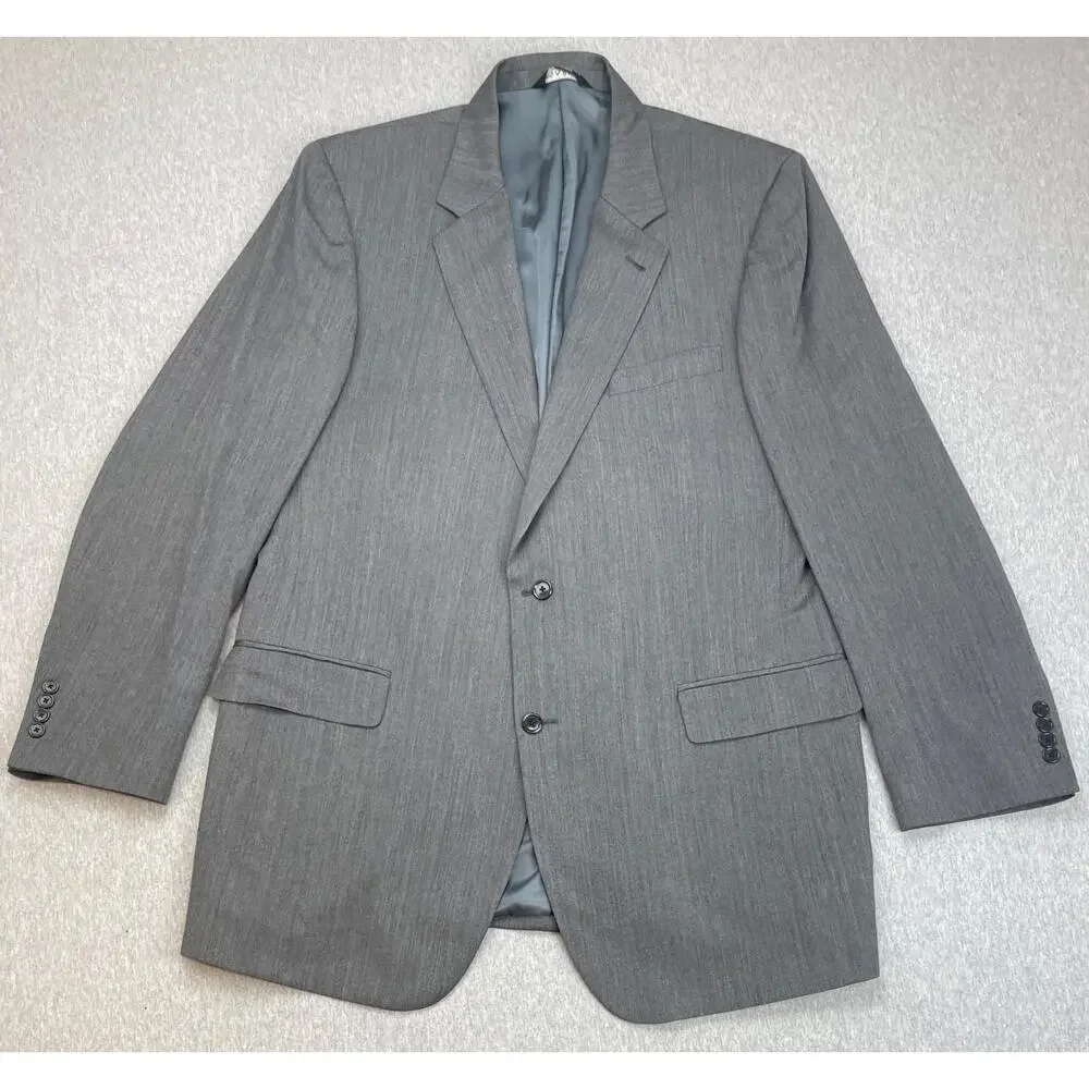 Jos A Bank Signature Suit Men 46XL Gray Herringbone Wool Pants 40 x 31 - 2 Piece